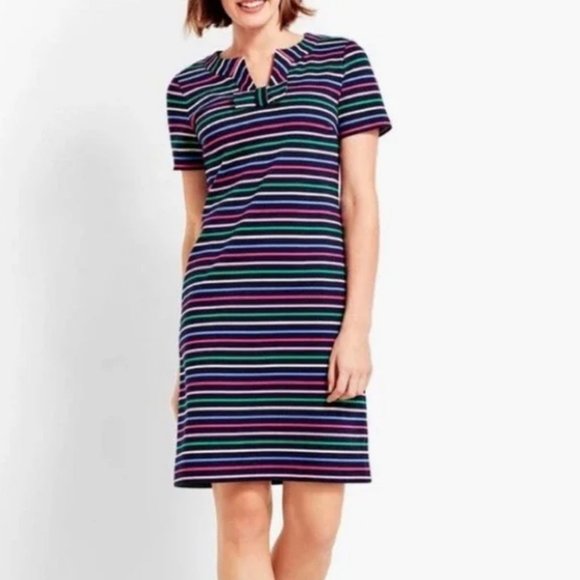 Talbots Multicolor Striped Bow Shift Dress - Picture 1 of 12